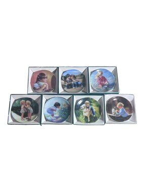 Lot of 7 Donald Zolan Mini Plates Pemberton & Oakes 3.25" COA Boxes 5 Stands